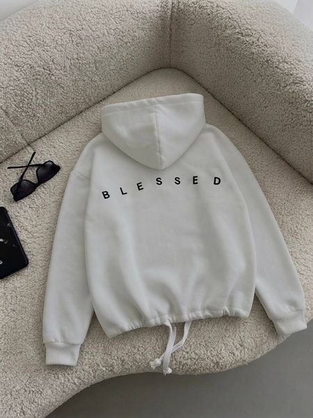 Тепле оверсайз худі &laquo;BLESSED&raquo; із регульованим низом BB-1584 фото